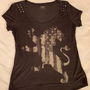 EXPRESS Scoop neck, studded tee.